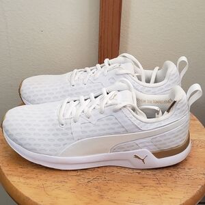 Puma White and Gold Pulse XT V2 Womans Sneakers